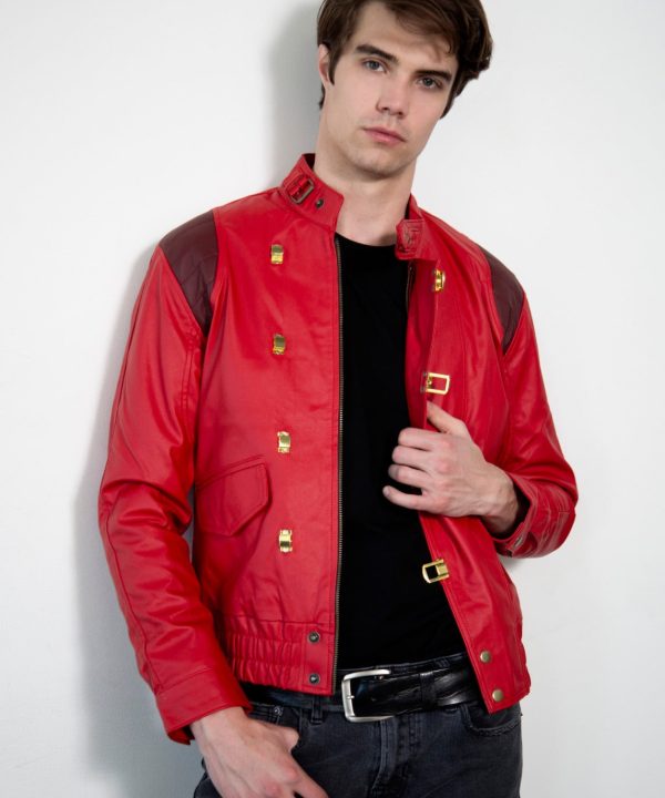 Men's Akira Kaneda Red Leather Motorcycle Jacket (Good for Health Version)