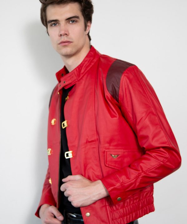 Men's Akira Kaneda Red Leather Motorcycle Jacket (Good for Health Version)