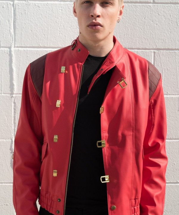 Men's Akira Kaneda Red Leather Motorcycle Jacket (Good for Health Version)